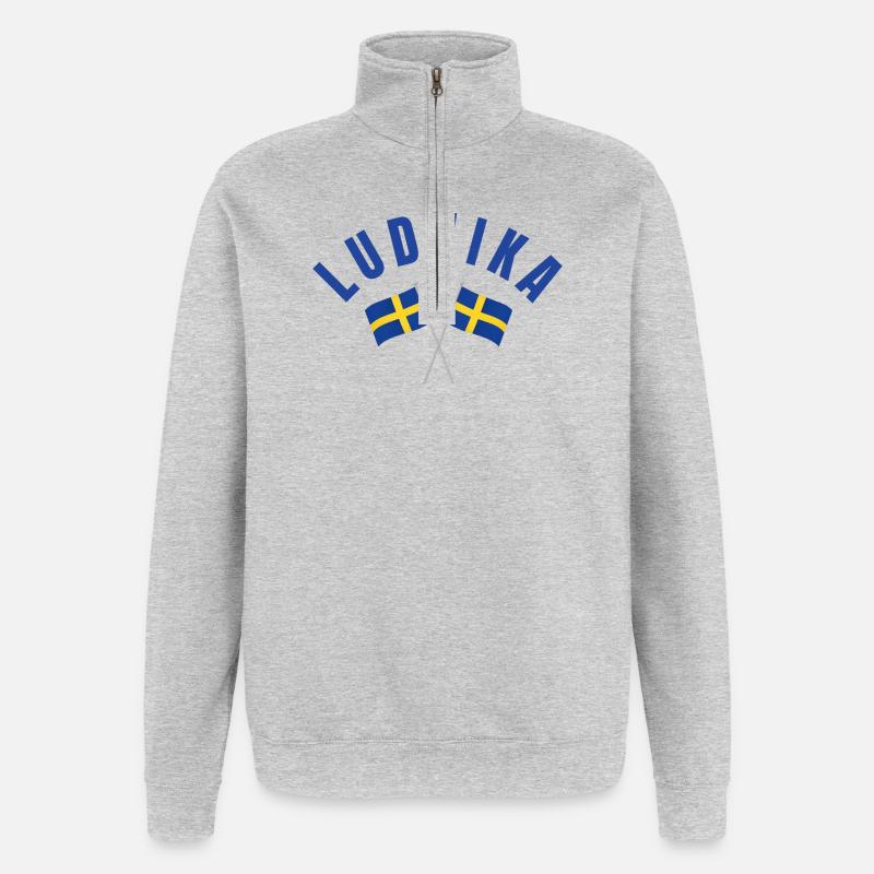Drapeaux de Ludvika Suède - Sweat à zip 1/4 - gris chiné