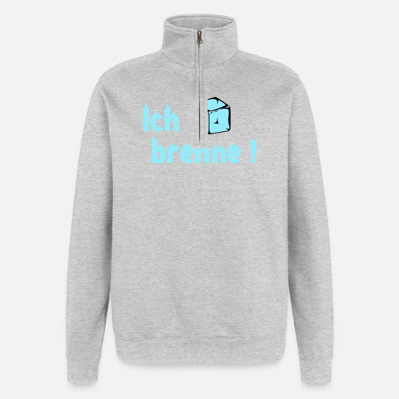 Ich brenne - Quarter-Zip-Sweatshirt - Grau meliert