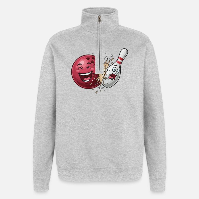 Kugelknaller: Bowling Clash - Quarter-Zip-Sweatshirt - Grau meliert