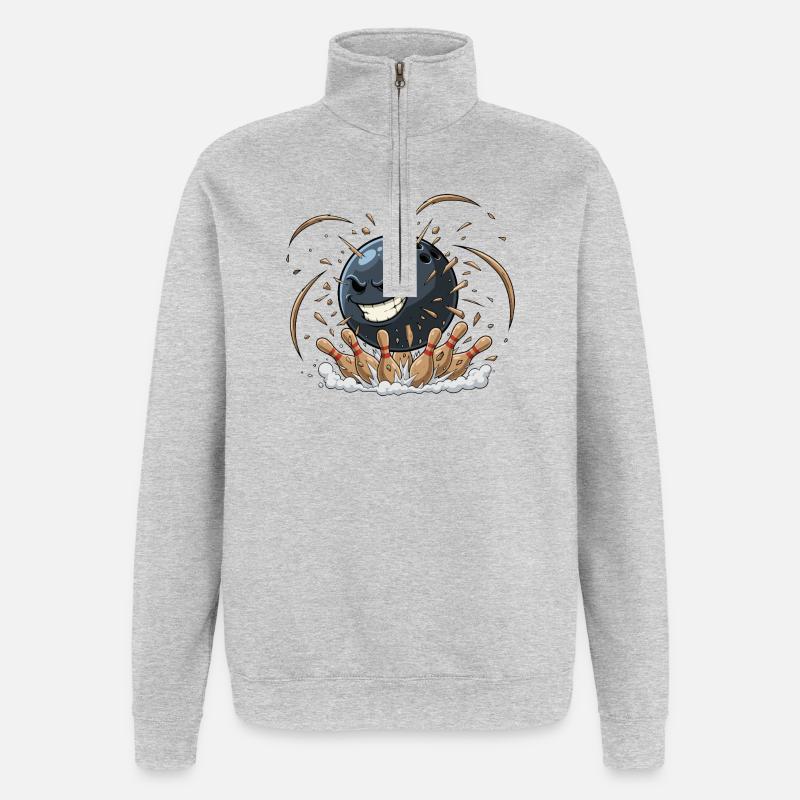 Chaos de bowling à boule - Sweat à zip 1/4 - gris chiné