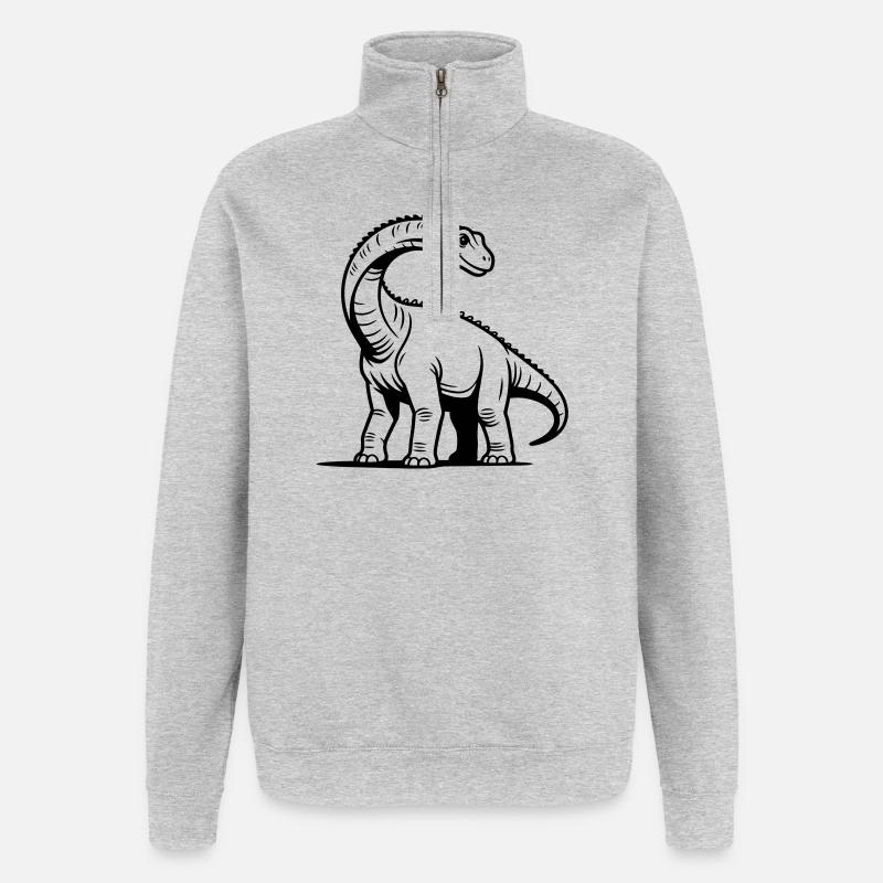 Brachiosaurus - Sweat à zip 1/4 - gris chiné