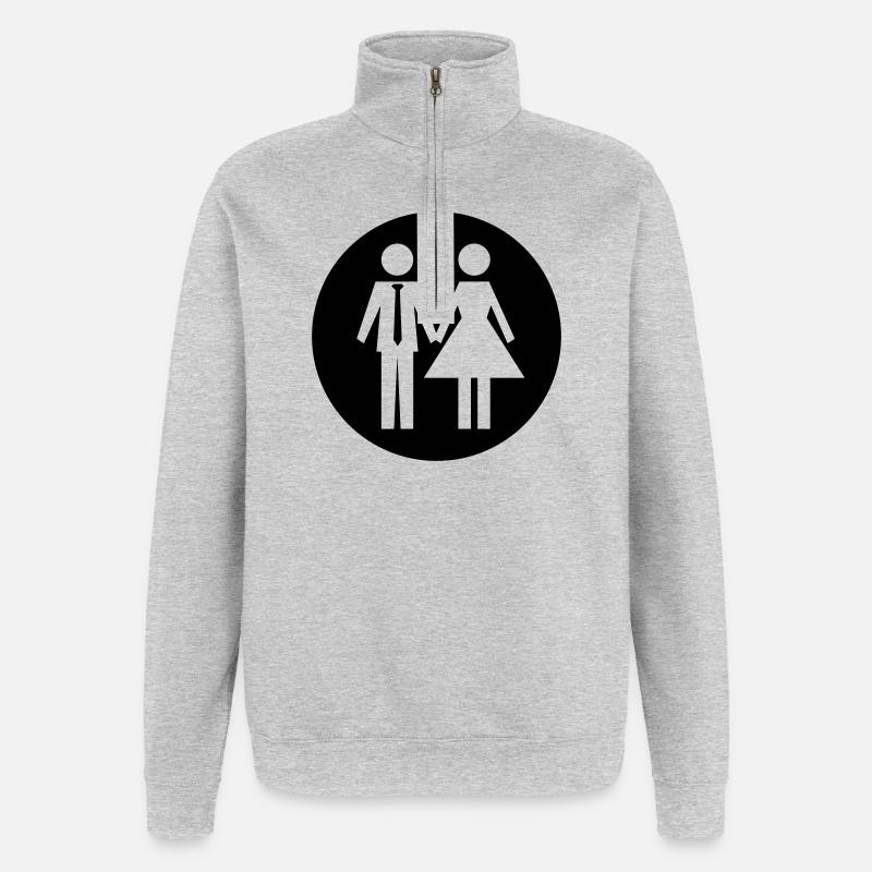 Paar Ehe Couple - Quarter-Zip-Sweatshirt - Grau meliert
