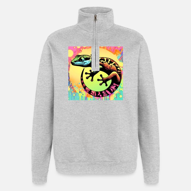 Gecko - Sweat à zip 1/4 - gris chiné