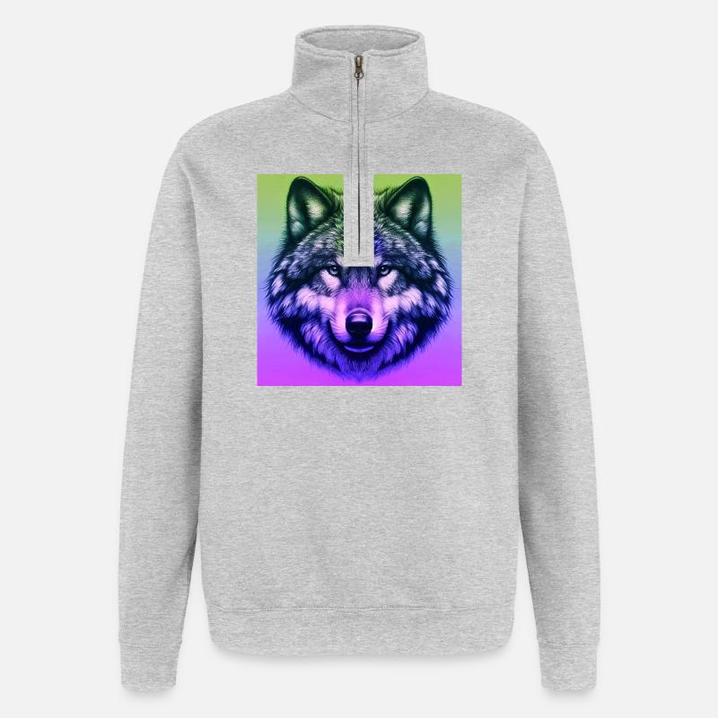 Wolf - Quarter-Zip Sweatshirt - heather grey