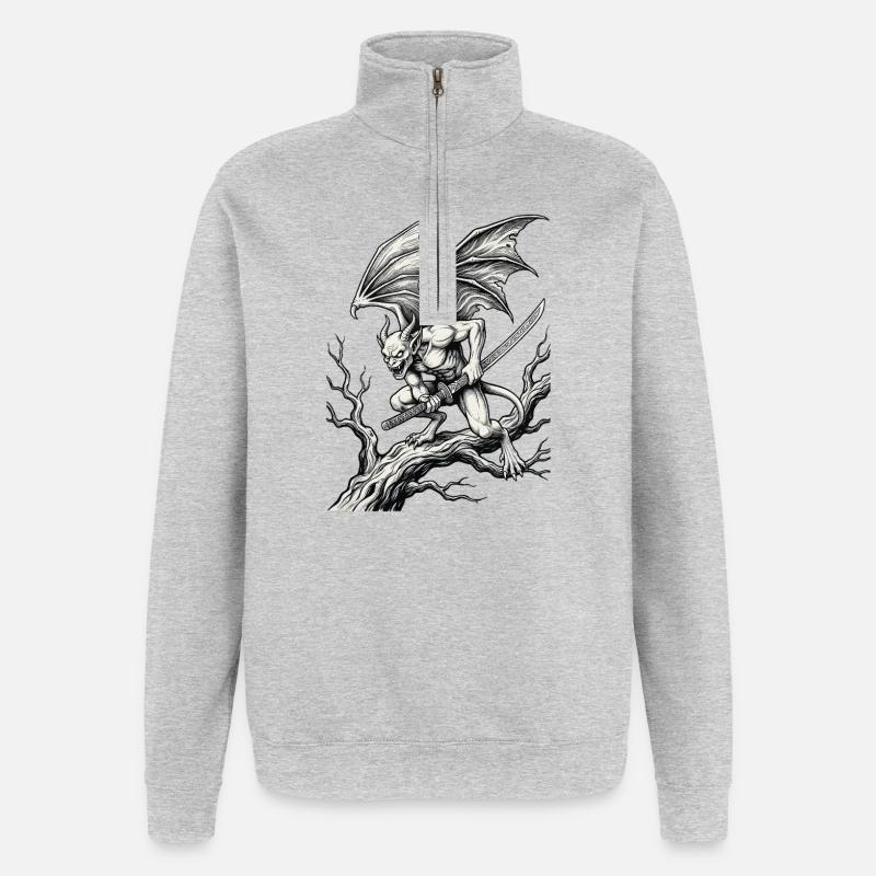 Épée de Gargouille - Sweat à zip 1/4 - gris chiné