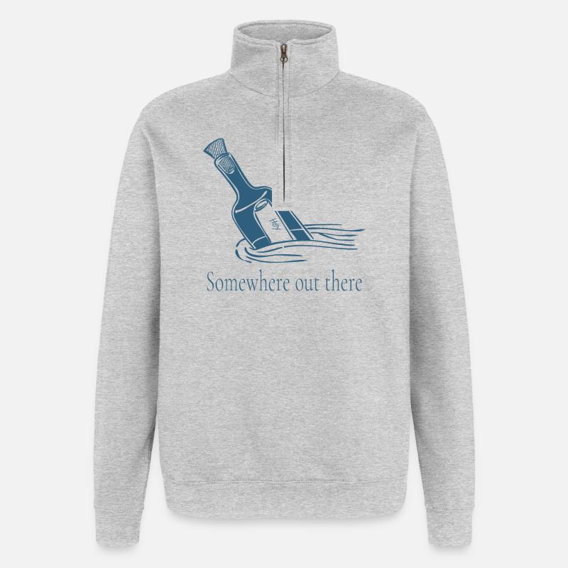 Somewhere Out There Bottle Message Design - Quarter-Zip Sweatshirt - heather grey