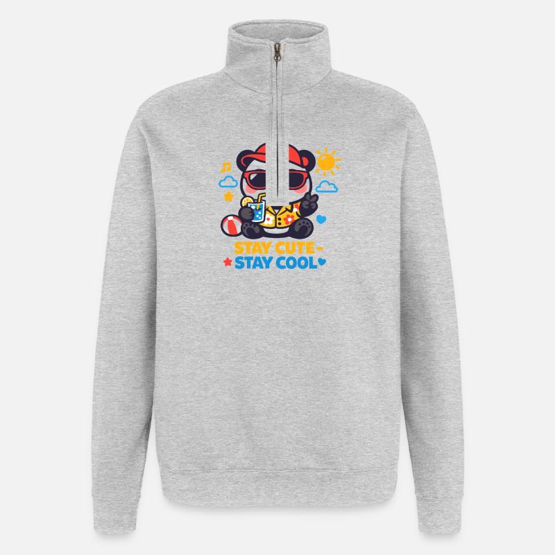 Graphique Reste mignon Reste Cool Bear - Sweat à zip 1/4 - gris chiné