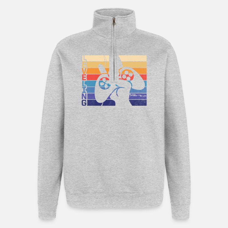 Level-Gamer-Controller - Quarter-Zip-Sweatshirt - Grau meliert