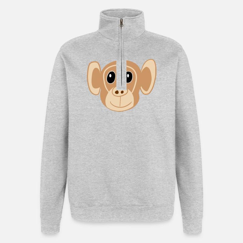 Süßes Affengesicht Print Affe Affen Kinder - Quarter-Zip-Sweatshirt - Grau meliert
