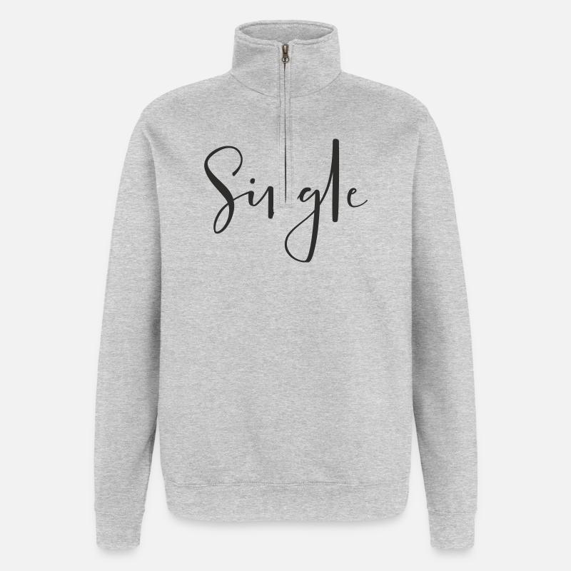 Single – Cool Statement Text Design - Quarter-Zip Sweatshirt - heather grey
