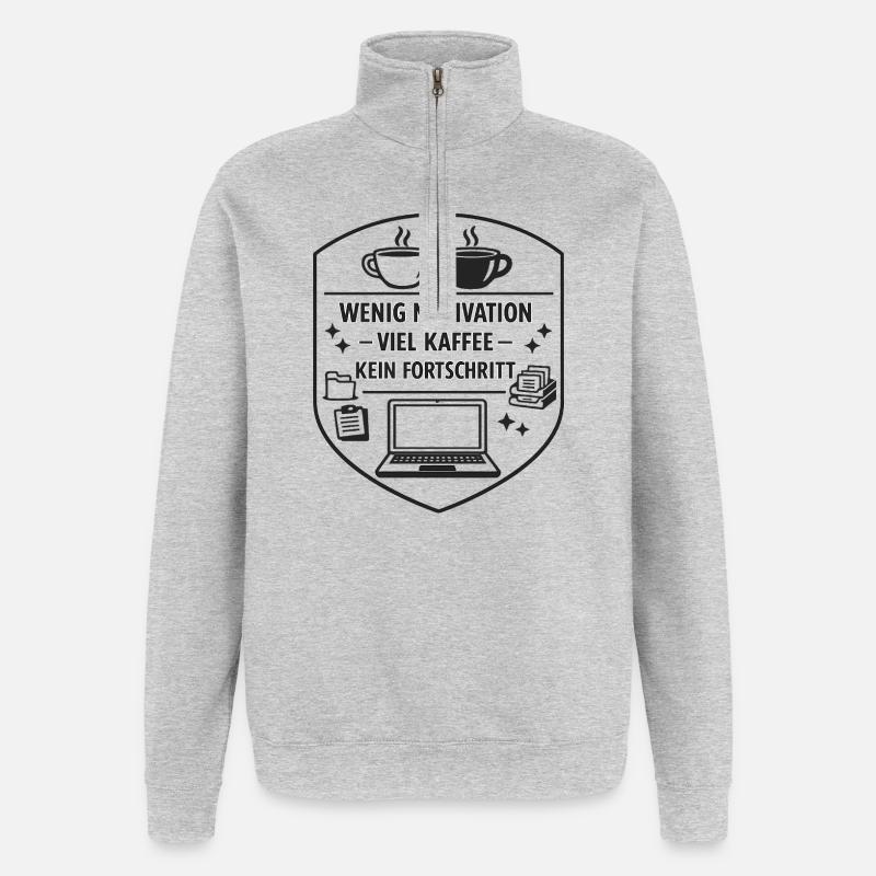 Kaffee gegen Fortschritt - Quarter-Zip-Sweatshirt - Grau meliert
