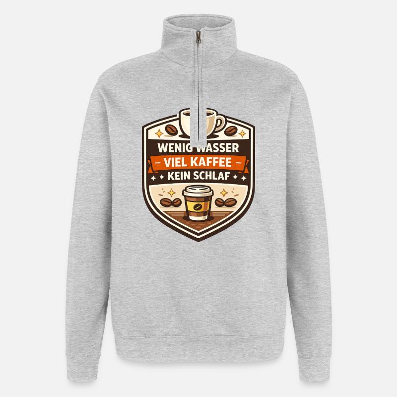 Viel Kaffee, Kein Schlaf - Quarter-Zip-Sweatshirt - Grau meliert