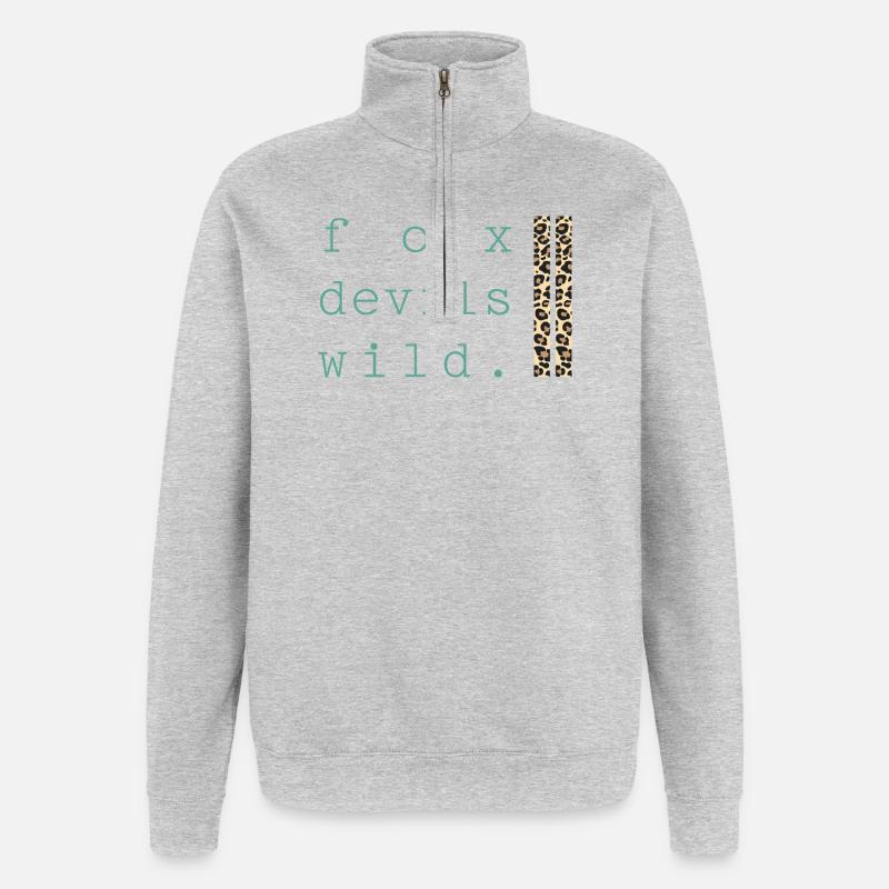 Fox Devil Wild Leopard - Quarter-Zip Sweatshirt - heather grey
