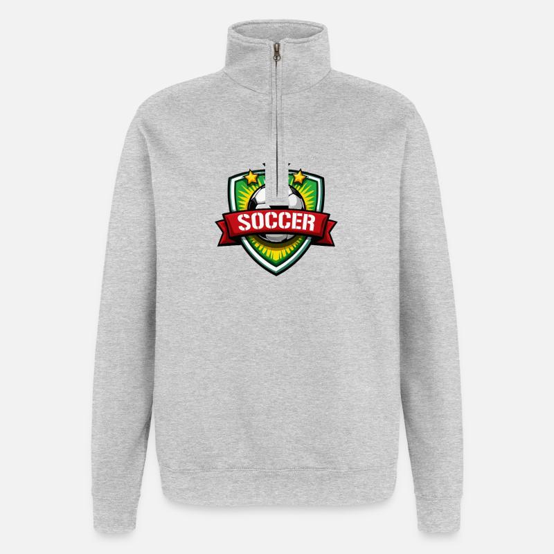 Fußball Shield mit Banner - Quarter-Zip-Sweatshirt - Grau meliert