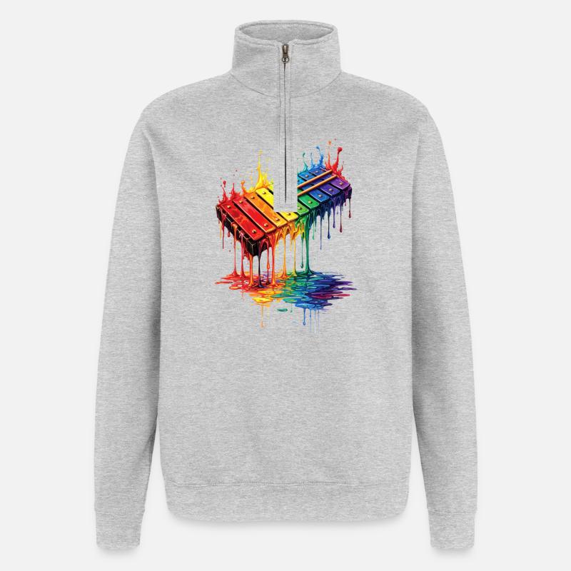 Xylophone mit tropfender Farbe - Quarter-Zip-Sweatshirt - Grau meliert