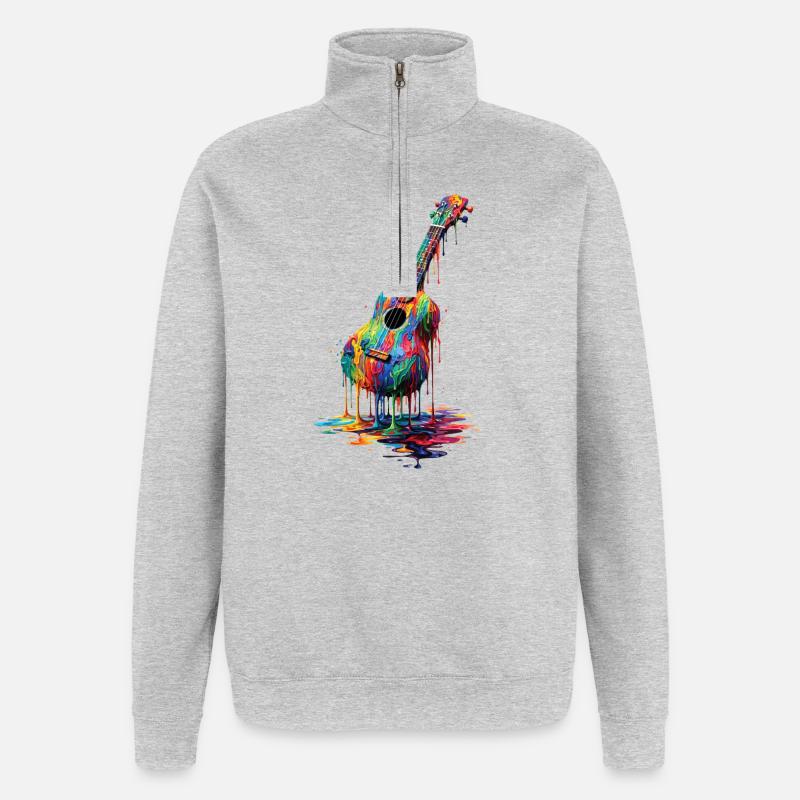Ukulele with dripping paint - Quarter-Zip Sweatshirt - heather grey