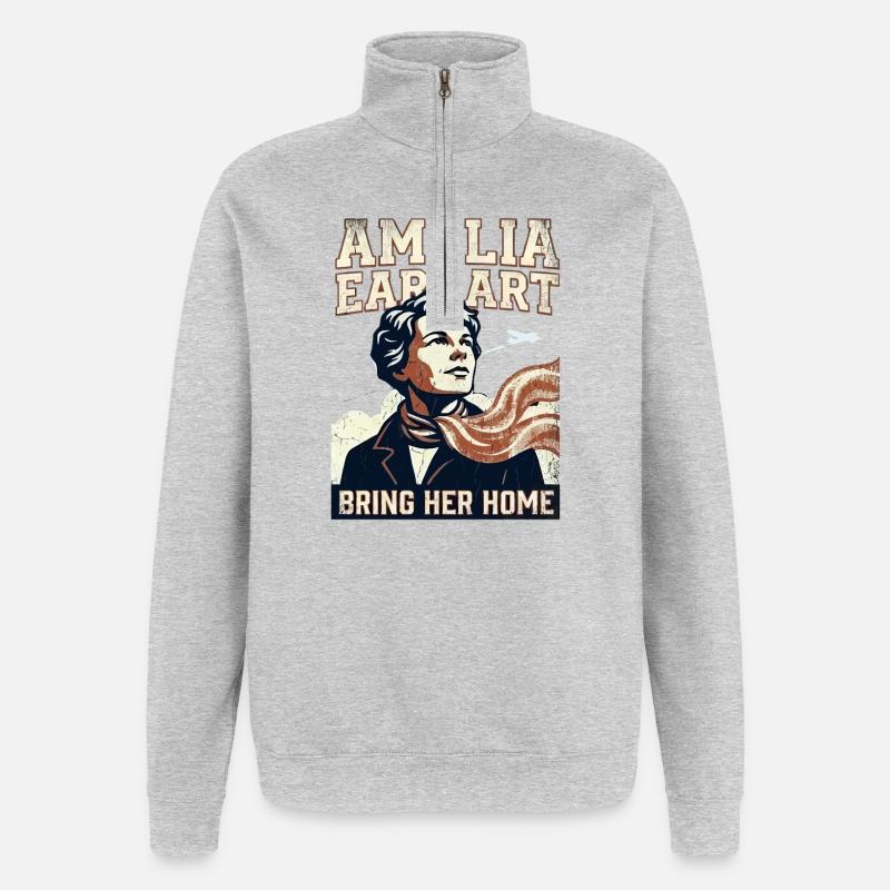 Amelia Earhart – Ramène-la à la maison - Sweat à zip 1/4 - gris chiné