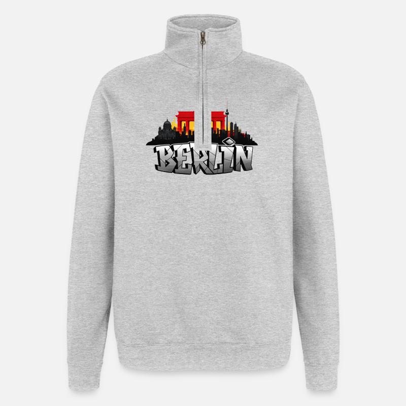 Berlin - Sweat à zip 1/4 - gris chiné