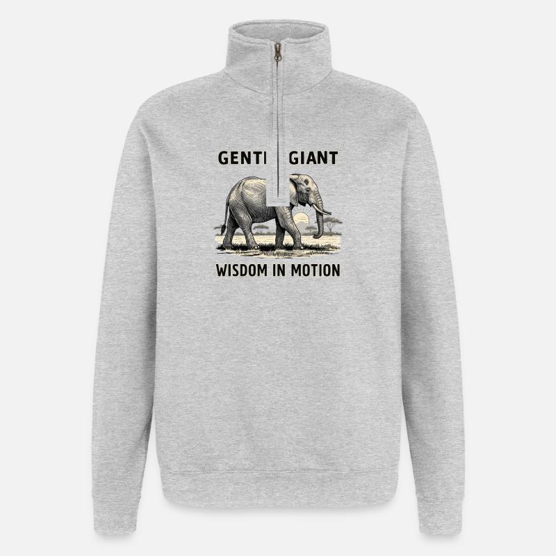 éléphant - Sweat à zip 1/4 - gris chiné
