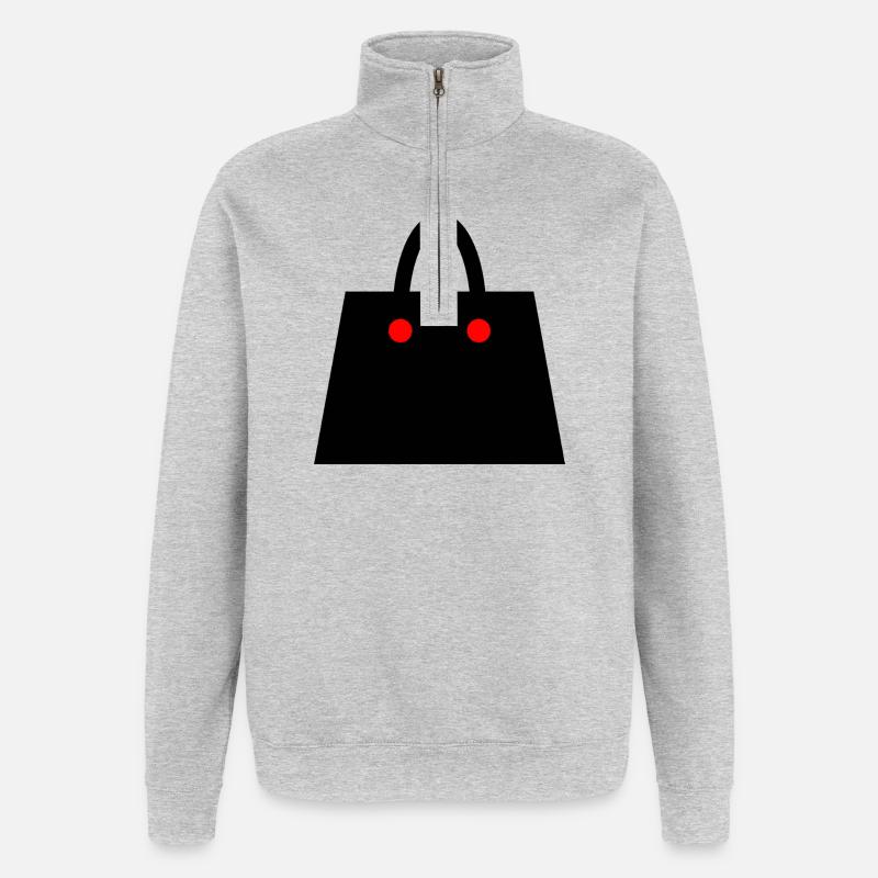Handtasche - Quarter-Zip-Sweatshirt - Grau meliert