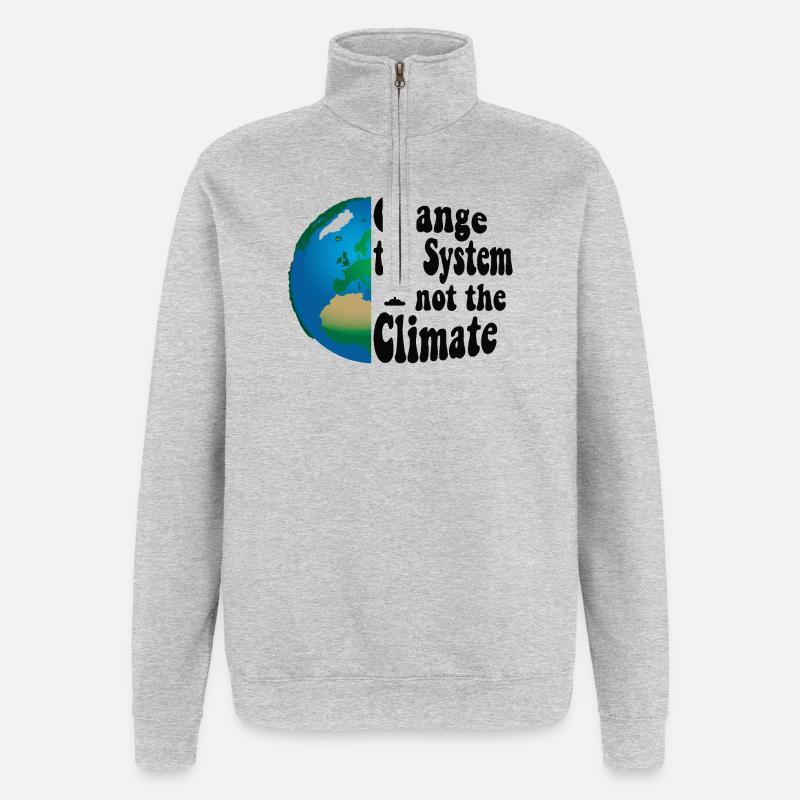 Changer le système, pas le climat - Sweat à zip 1/4 - gris chiné