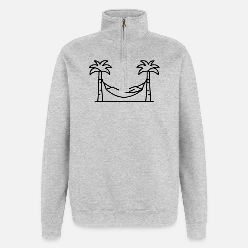 Plan des vacances des palmiers Hammock - Sweat à zip 1/4 - gris chiné