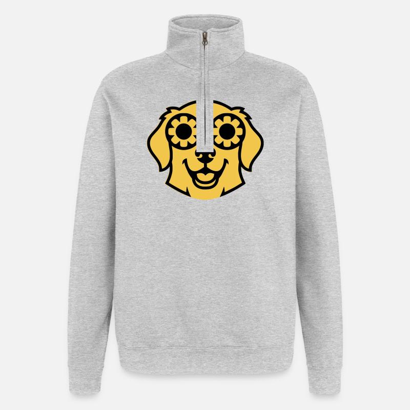 Labrador Blume Brille Peace Comic - Quarter-Zip-Sweatshirt - Grau meliert