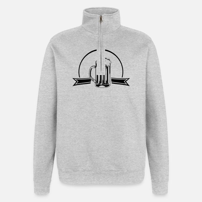 Bier - Quarter-Zip-Sweatshirt - Grau meliert