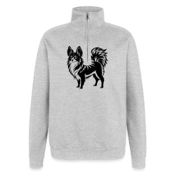 Nœud papillon pour chien - Sweat à zip 1/4 - gris chiné - Devant - AI Model Female 172 light (172cm) & AI Model Male 178 dark (178cm)