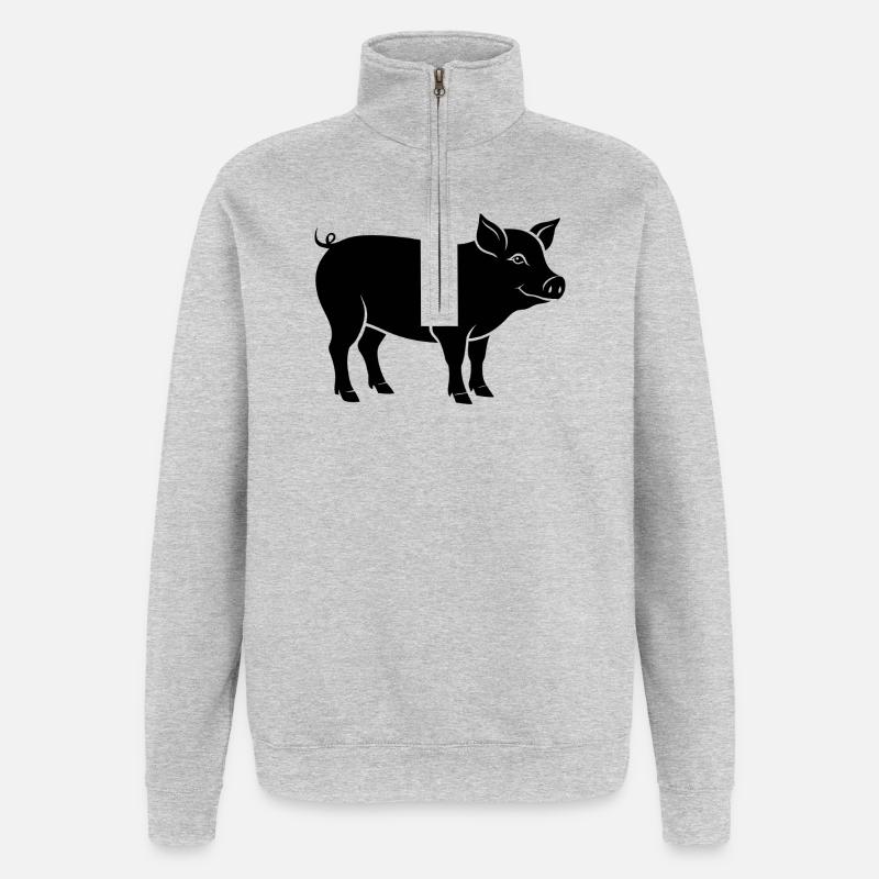 Schwein - Quarter-Zip-Sweatshirt - Grau meliert