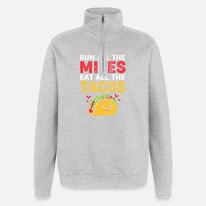 Marathoniens Semi-marathon Marathon - Sweat à zip 1/4 - gris chiné