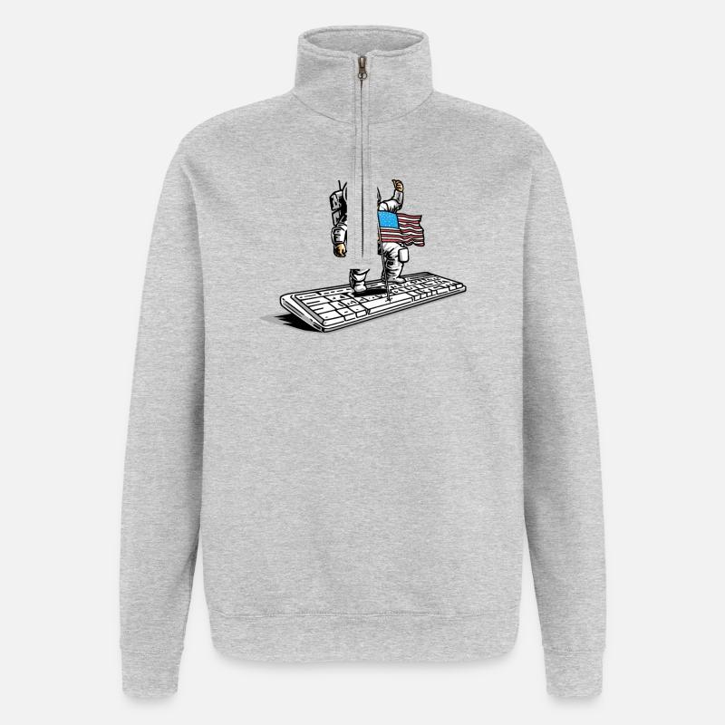 CONQUÊTE DE L'ESPACE - humour geek astronaute - Sweat à zip 1/4 - gris chiné