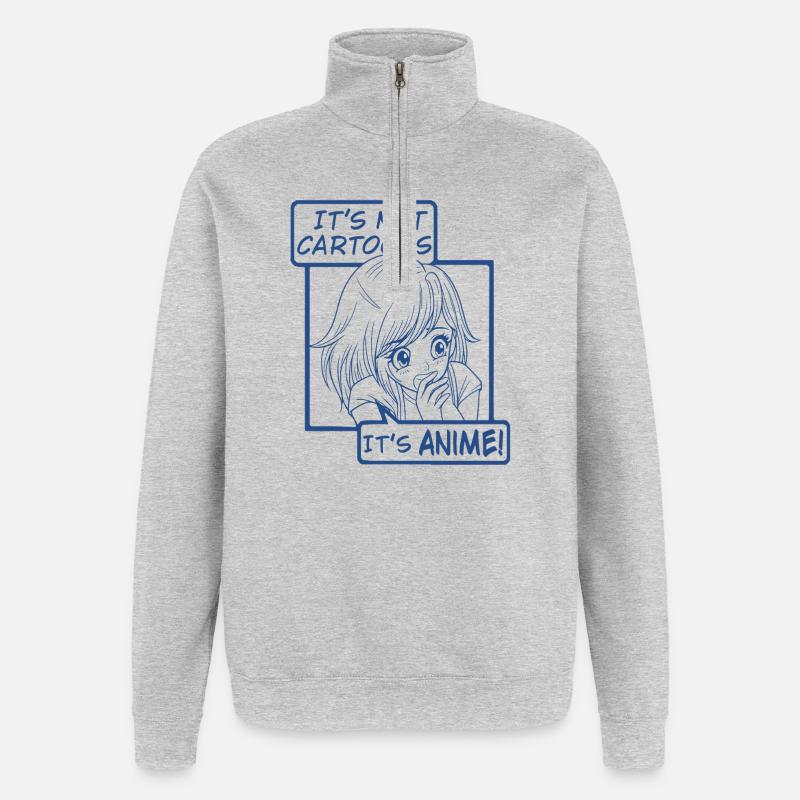Ce ne sont pas des dessins animés, c’est de l’anime - Sweat à zip 1/4 - gris chiné
