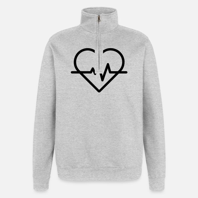 Herzfrequenz - Quarter-Zip-Sweatshirt - Grau meliert