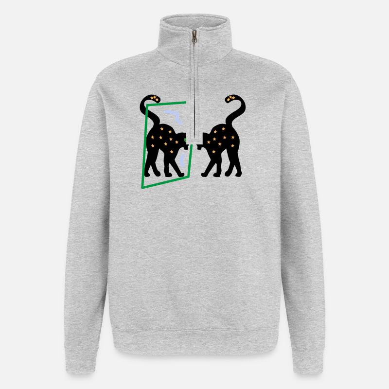 Miroir du chaton, abstraction - Sweat à zip 1/4 - gris chiné