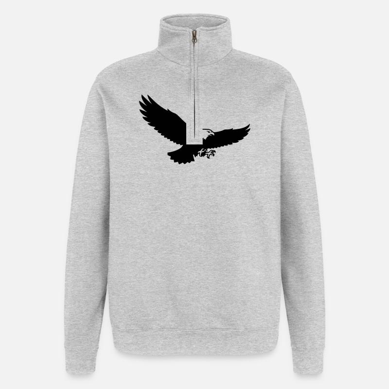 Adler Silhouette Raubvogel Logo - Quarter-Zip-Sweatshirt - Grau meliert
