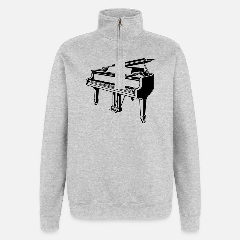 piano à queue piano - Sweat à zip 1/4 - gris chiné