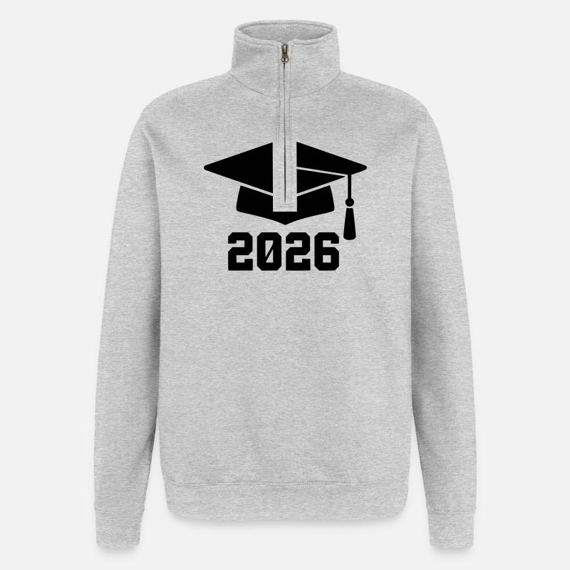 Doktorhut Abschluss 2026 Wappen - Quarter-Zip-Sweatshirt - Grau meliert