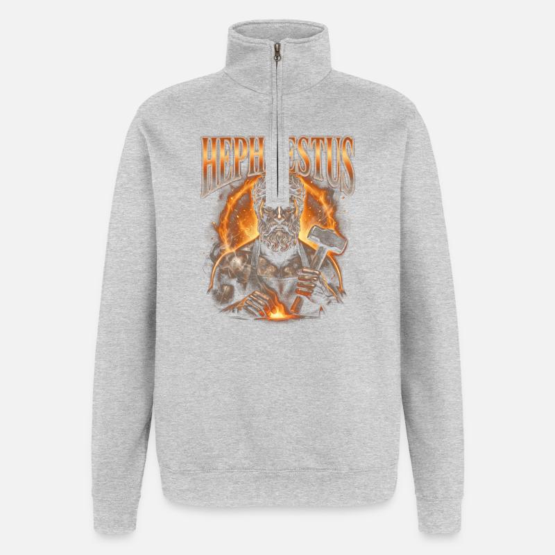 Hephaestus Blacksmithing - Quarter-Zip Sweatshirt - heather grey