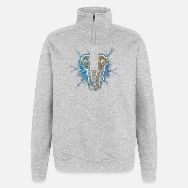 Blitzelefant mit elektrischer Aura - Quarter-Zip-Sweatshirt - Grau meliert