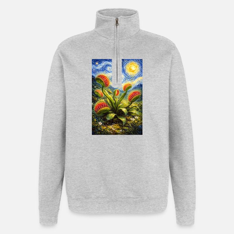 Venus Flytrap Starry Night - Quarter-Zip Sweatshirt - heather grey