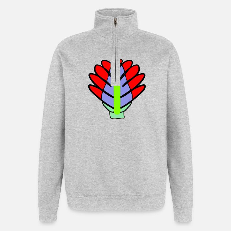 Fleurs Fleurs Fleurs de Lotus - Sweat à zip 1/4 - gris chiné
