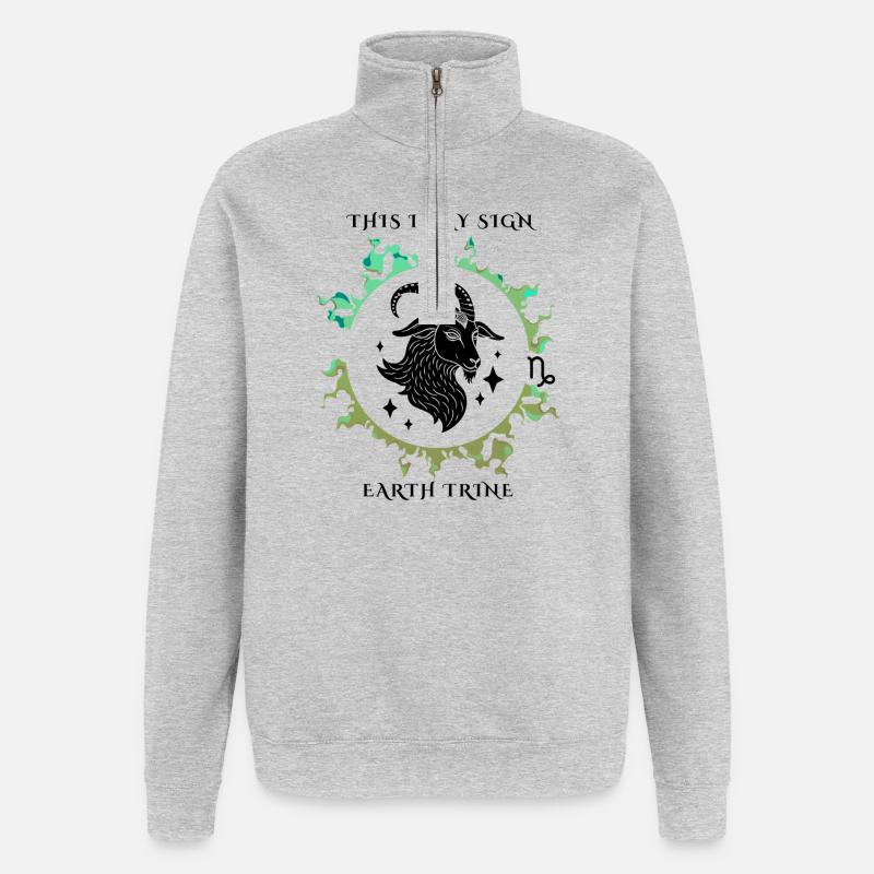 Mon signe Capricorne - Sweat à zip 1/4 - gris chiné