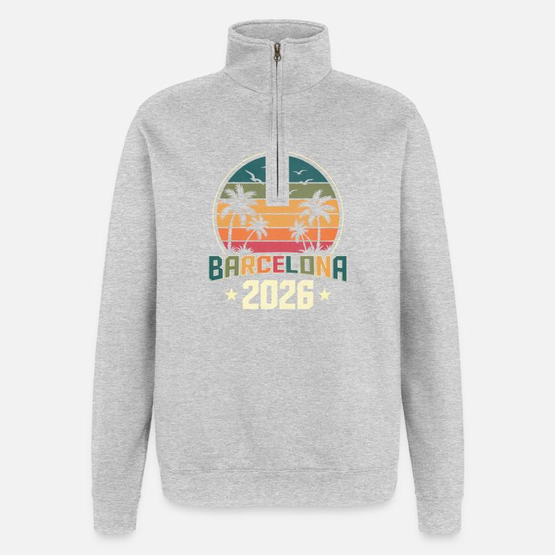 Barcelone 2026 - Sweat à zip 1/4 - gris chiné