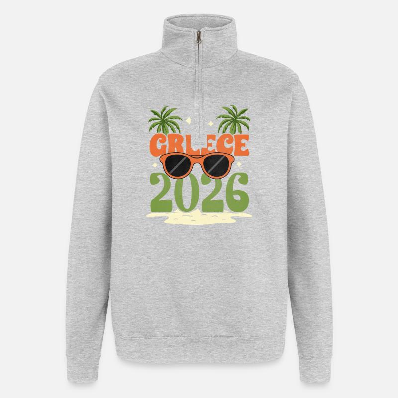 Grèce 2026 - Sweat à zip 1/4 - gris chiné