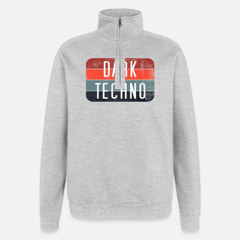 Dunkles Techno-Retro-Logo T-Shirt - Quarter-Zip-Sweatshirt - Grau meliert