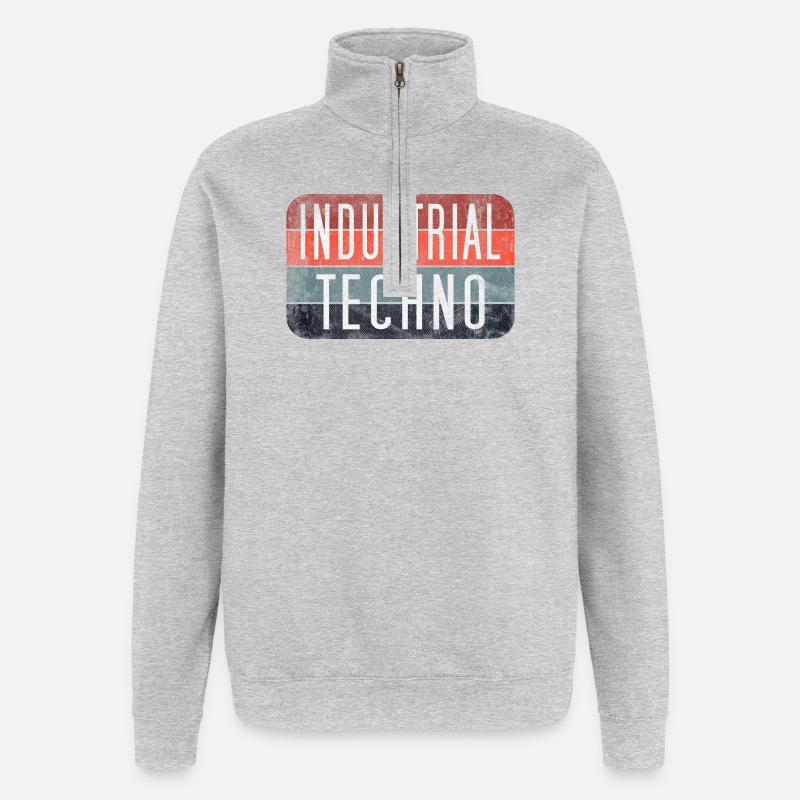 Industrial Techno Rétro Gradient - Sweat à zip 1/4 - gris chiné