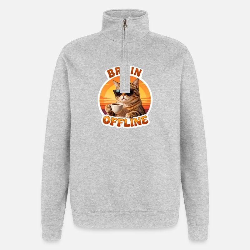 Chat Offline Café Soleil - Quarter-Zip Sweatshirt - heather grey