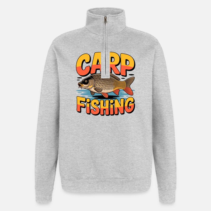 Pesca alla carpa - Felpa con zip 1/4 - grigio melange