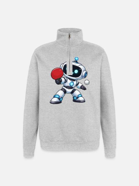 Robot Table Tennis - Quarter-Zip Sweatshirt - heather grey